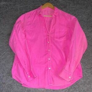 GAP Womens Dazzling Fuchsia Pink Boyfriend Long Sleeve Button Down Shirt Large